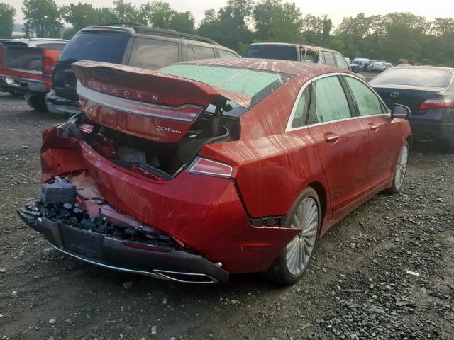 3LN6L5F99HR614461 - 2017 LINCOLN MKZ RESERV RED photo 4