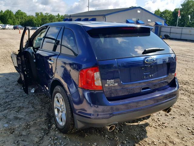 2FMDK3JC7BBA81890 - 2011 FORD EDGE SEL BLUE photo 3