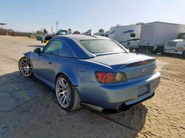 JHMAP11482T004630 - 2002 HONDA S2000 BLUE photo 3