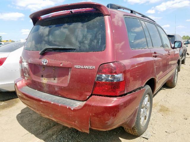 JTEEP21AX60138962 - 2006 TOYOTA HIGHLANDER MAROON photo 4