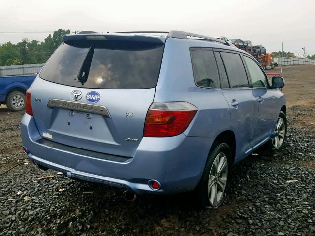 JTEES43A082054535 - 2008 TOYOTA HIGHLANDER BLUE photo 4