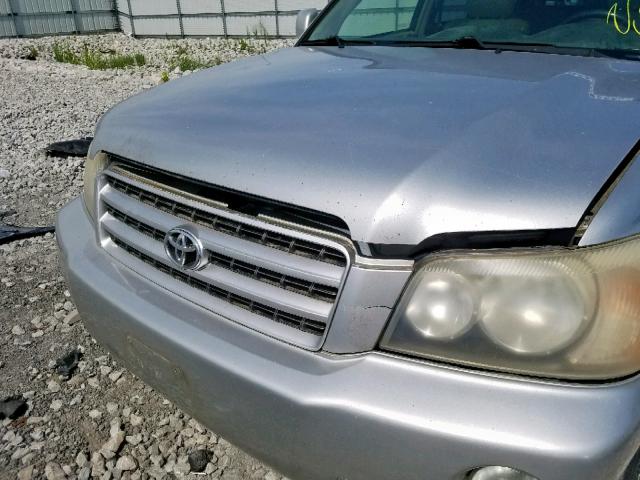 JTEHF21A410004828 - 2001 TOYOTA HIGHLANDER SILVER photo 9