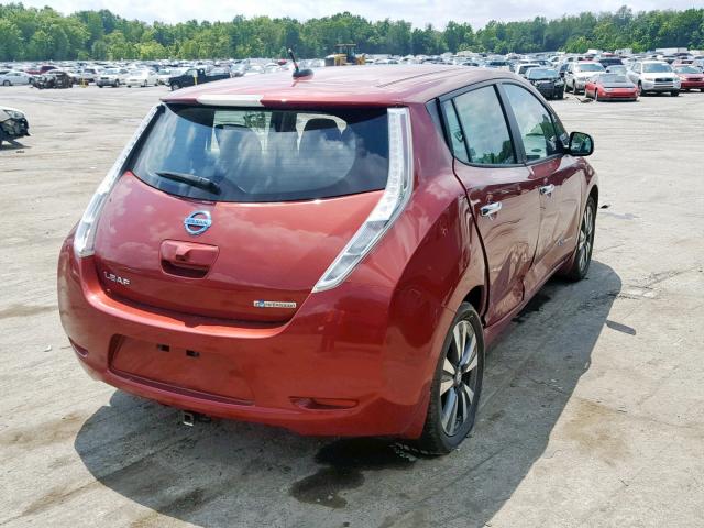 1N4AZ0CP2FC322901 - 2015 NISSAN LEAF S RED photo 4