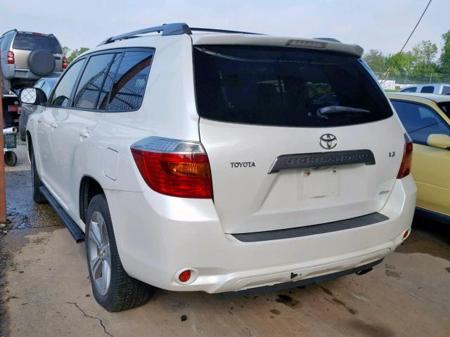 JTEES43AX82057796 - 2008 TOYOTA HIGHLANDER WHITE photo 3