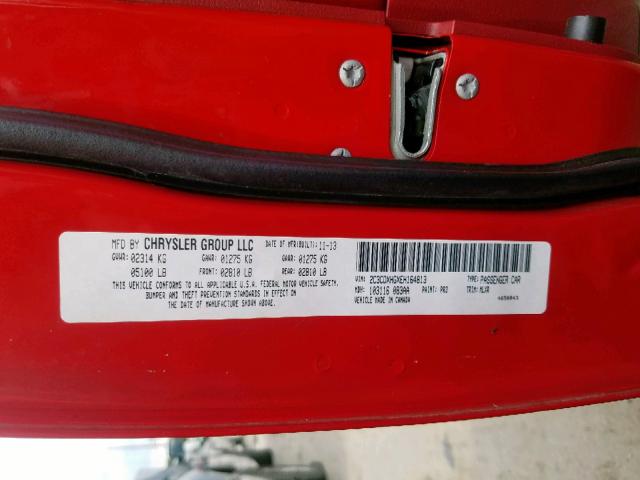 2C3CDXHGXEH164813 - 2014 DODGE CHARGER SX RED photo 10