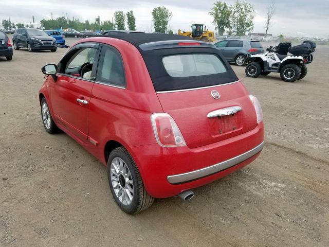 3C3CFFER1ET249248 - 2014 FIAT 500 LOUNGE RED photo 3