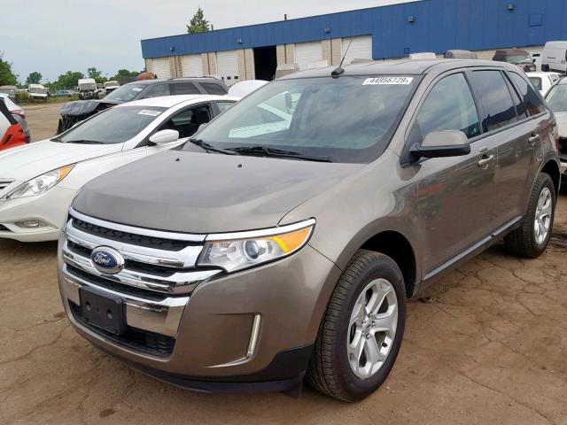 2FMDK3JC2EBB03783 - 2014 FORD EDGE SEL GOLD photo 2