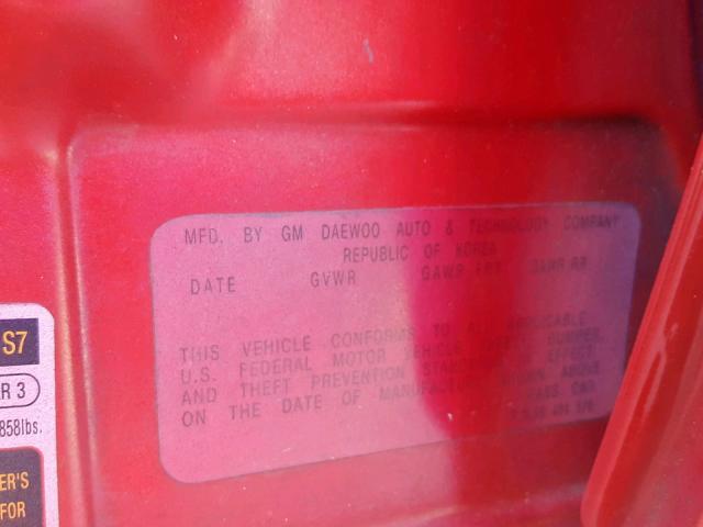 KL1TD62615B297837 - 2005 CHEVROLET AVEO BASE 红色 照片 10