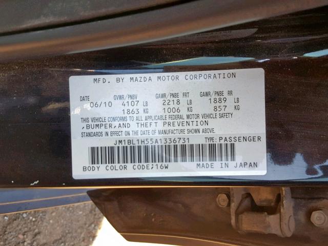 JM1BL1H55A1336731 - 2010 MAZDA 3 S BLACK photo 10