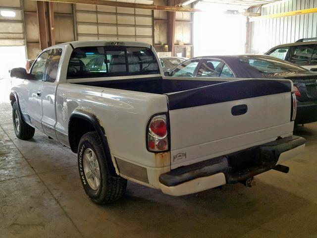 1B7GL22NX1S237496 - 2001 DODGE DAKOTA WHITE photo 3