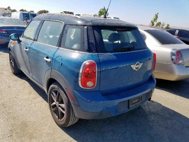 WMWZB3C59BWH95205 - 2011 MINI COOPER COU BLUE photo 3