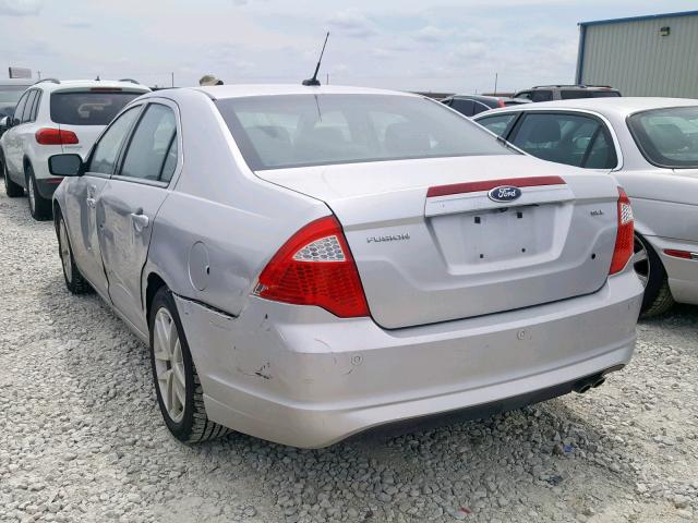 3FAHP0JA9CR106334 - 2012 FORD FUSION SEL SILVER photo 3