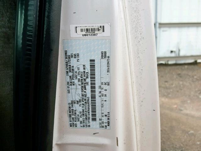 1FTRE14WX4HA40963 - 2004 FORD ECONOLINE WHITE photo 10