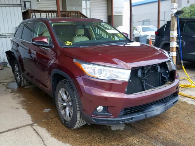 5TDJKRFH8FS150122 - 2015 TOYOTA HIGHLANDER MAROON photo 1