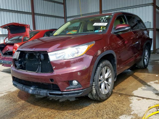 5TDJKRFH8FS150122 - 2015 TOYOTA HIGHLANDER MAROON photo 2