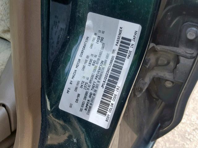 JM1BJ2223X0108820 - 1999 MAZDA PROTEGE DX GREEN photo 10