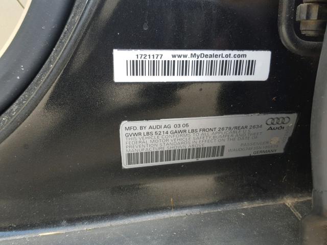 WAUDG74F35N105529 - 2005 AUDI A6 3.2 QUA BLACK photo 10