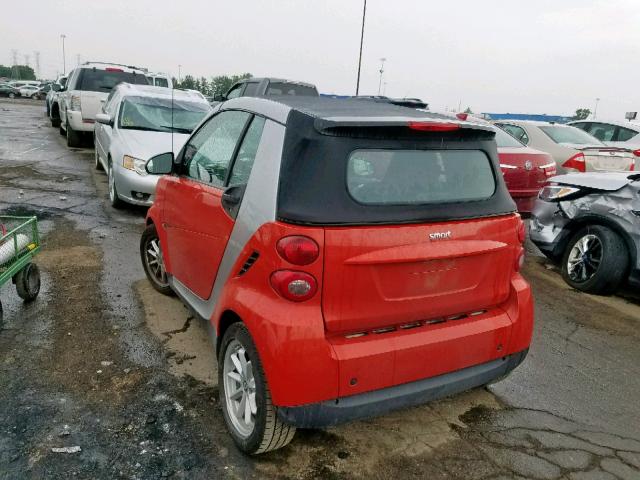 WMEEK31XX8K186239 - 2008 SMART FORTWO PAS 红色 照片 3