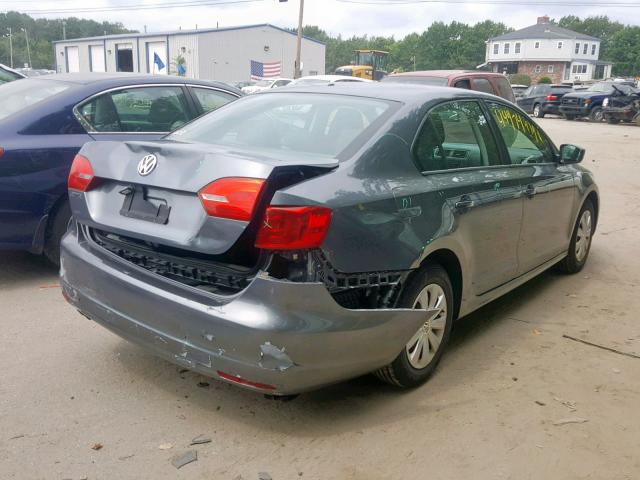 3VW2K7AJ8CM466146 - 2012 VOLKSWAGEN JETTA BASE GRAY photo 4