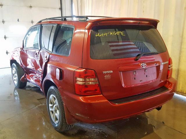 JTEGD21A630047376 - 2003 TOYOTA HIGHLANDER RED photo 3