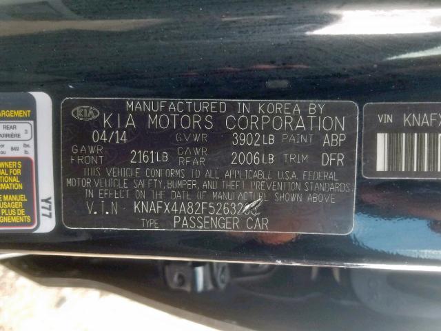 KNAFX4A82F5263293 - 2015 KIA FORTE EX BLACK photo 10