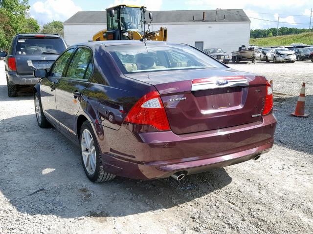 3FAHP0JG5CR410216 - 2012 FORD FUSION SEL BURGUNDY photo 3