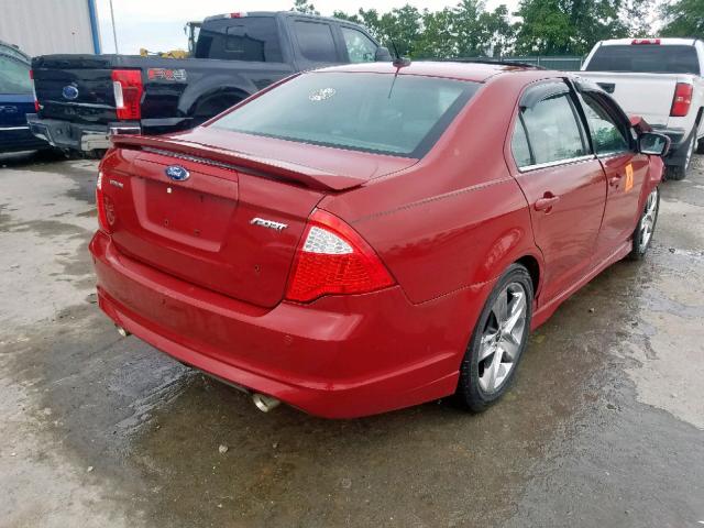 3FAHP0KC9AR116794 - 2010 FORD FUSION SPO RED photo 4