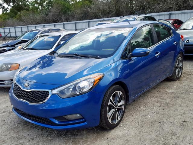 KNAFX4A85E5060994 - 2014 KIA FORTE EX BLUE photo 2