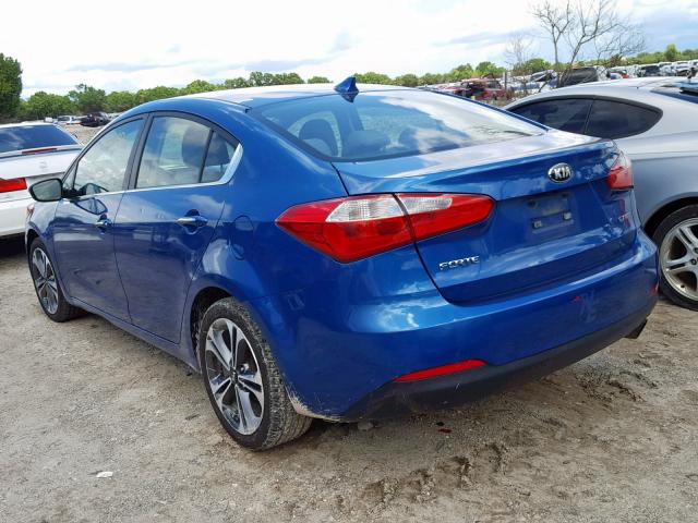 KNAFX4A85E5060994 - 2014 KIA FORTE EX BLUE photo 3