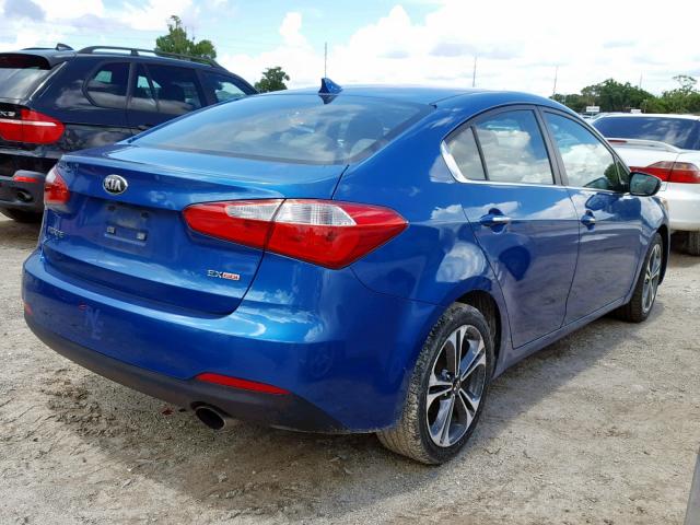 KNAFX4A85E5060994 - 2014 KIA FORTE EX BLUE photo 4