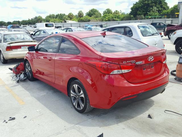 KMHDH6AEXDU001352 - 2013 HYUNDAI ELANTRA CO RED photo 3