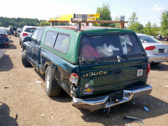 1B7GL22X3WS615036 - 1998 DODGE DAKOTA GREEN photo 3