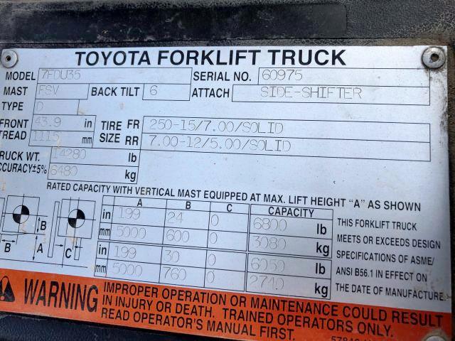 60975 - 2005 TOYOTA FORKLIFT RED photo 8