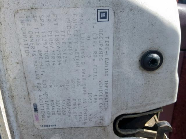 1G3AG55M4R6342991 - 1994 OLDSMOBILE CUTLASS CI Ağ foto 10