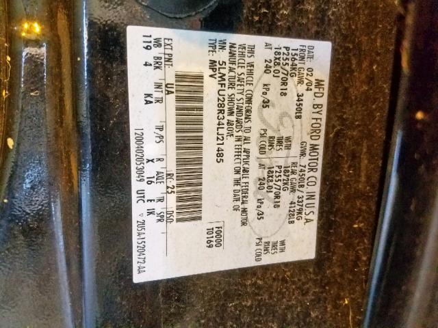 5LMFU28R34LJ21485 - 2004 LINCOLN NAVIGATOR BLACK photo 10