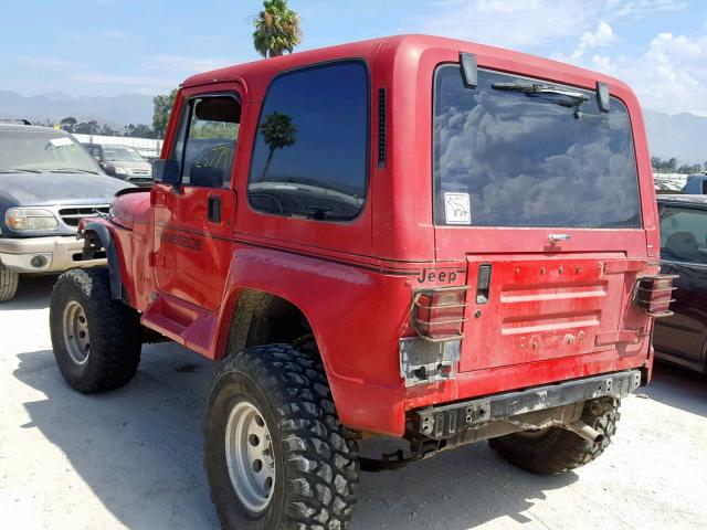 2J4FY69S4MJ124223 - 1991 JEEP WRANGLER / RED photo 3