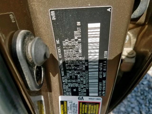 4T3ZE11A29U006302 - 2009 TOYOTA VENZA BROWN photo 10