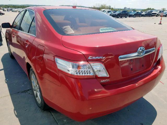 4T1BB3EK6AU120227 - 2010 TOYOTA CAMRY HYBR RED photo 3