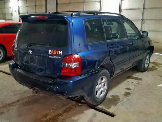 JTEGD21A970165380 - 2007 TOYOTA HIGHLANDER BLUE photo 4