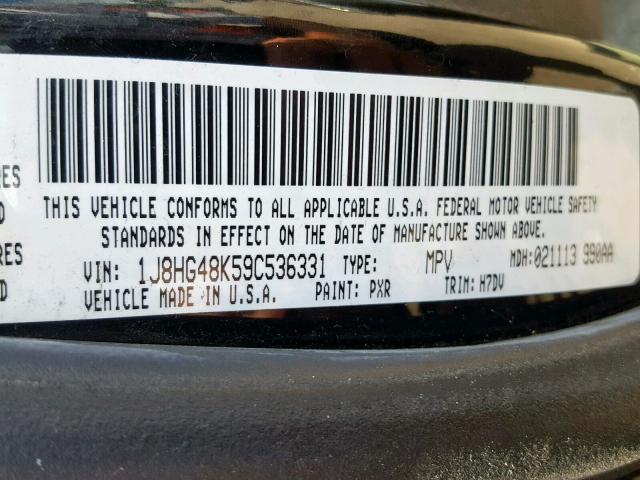1J8HG48K59C536331 - 2009 JEEP COMMANDER 黑色 照片 10