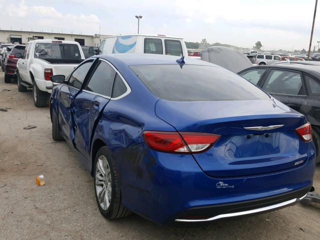 1C3CCCAB7FN638803 - 2015 CHRYSLER 200 LIMITE BLUE photo 3