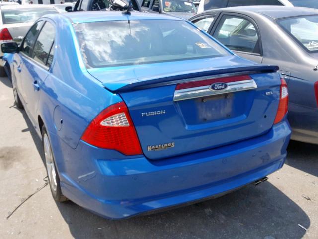 3FAHP0JA8BR131823 - 2011 FORD FUSION SEL BLUE photo 3