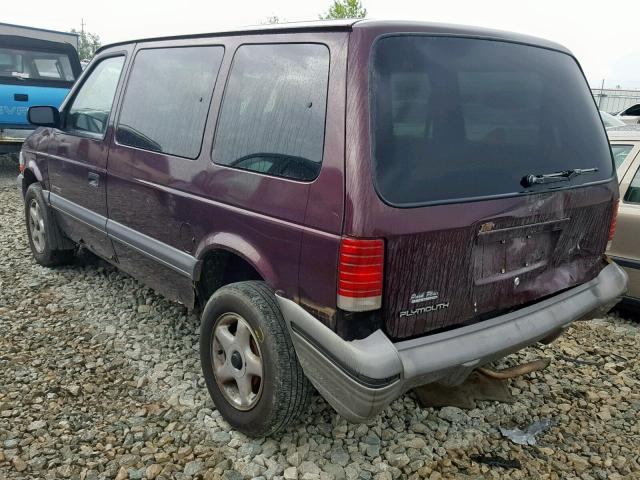 2P4GH4535SR337513 - 1995 PLYMOUTH VOYAGER SE MAROON photo 3