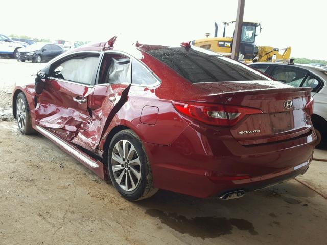 5NPE34AF2FH042480 - 2015 HYUNDAI SONATA SPO RED photo 3