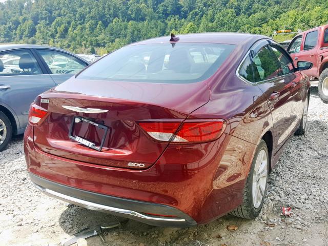 1C3CCCAB9GN132360 - 2016 CHRYSLER 200 LIMITE RED photo 4