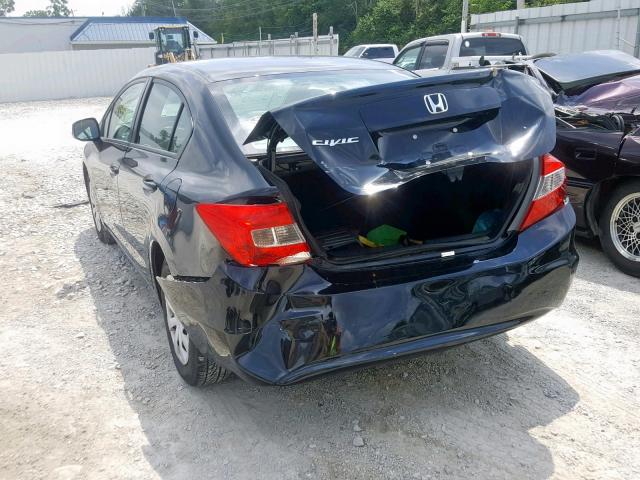 19XFB2F58CE007065 - 2012 HONDA CIVIC LX BLACK photo 3