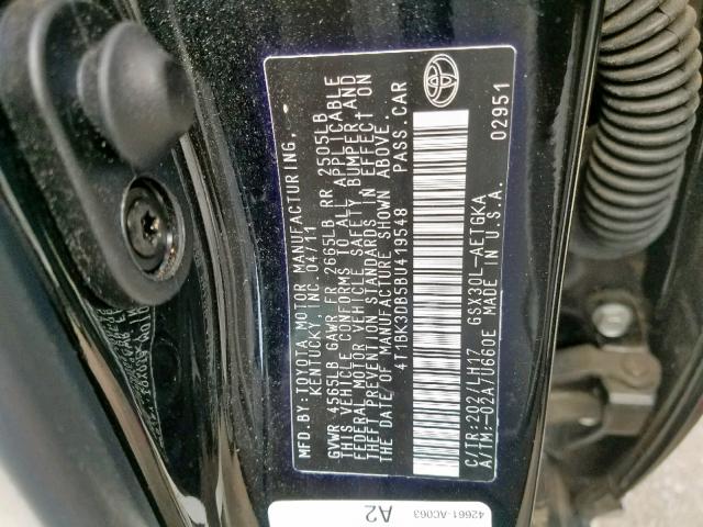 4T1BK3DB5BU419548 - 2011 TOYOTA AVALON BAS BLACK photo 10