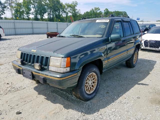 1J4GZ78Y8PC564912 - 1993 JEEP GRAND CHER GREEN photo 2