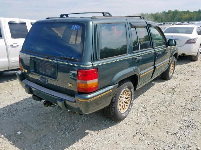 1J4GZ78Y8PC564912 - 1993 JEEP GRAND CHER GREEN photo 4