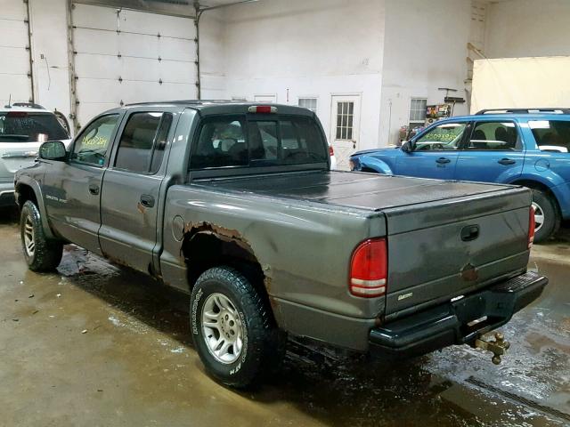 1B7HG38N02S580065 - 2002 DODGE DAKOTA QUA GRAY photo 3